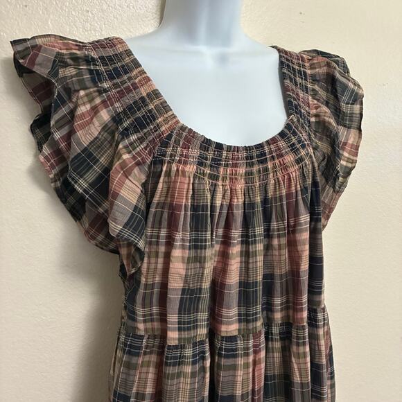 Madewell Flutter Sleeve Tiered Midi Dress Womens Size M - Picture 3 of 9